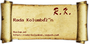 Rada Kolumbán névjegykártya